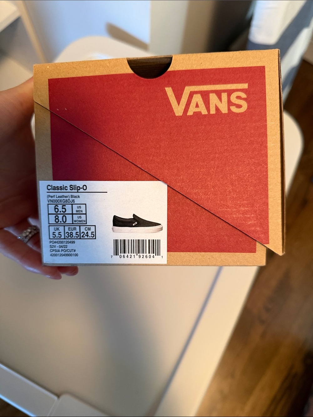 Vans Black Perforated Slip-On Loafer with White Sole - Picture 2 of 3